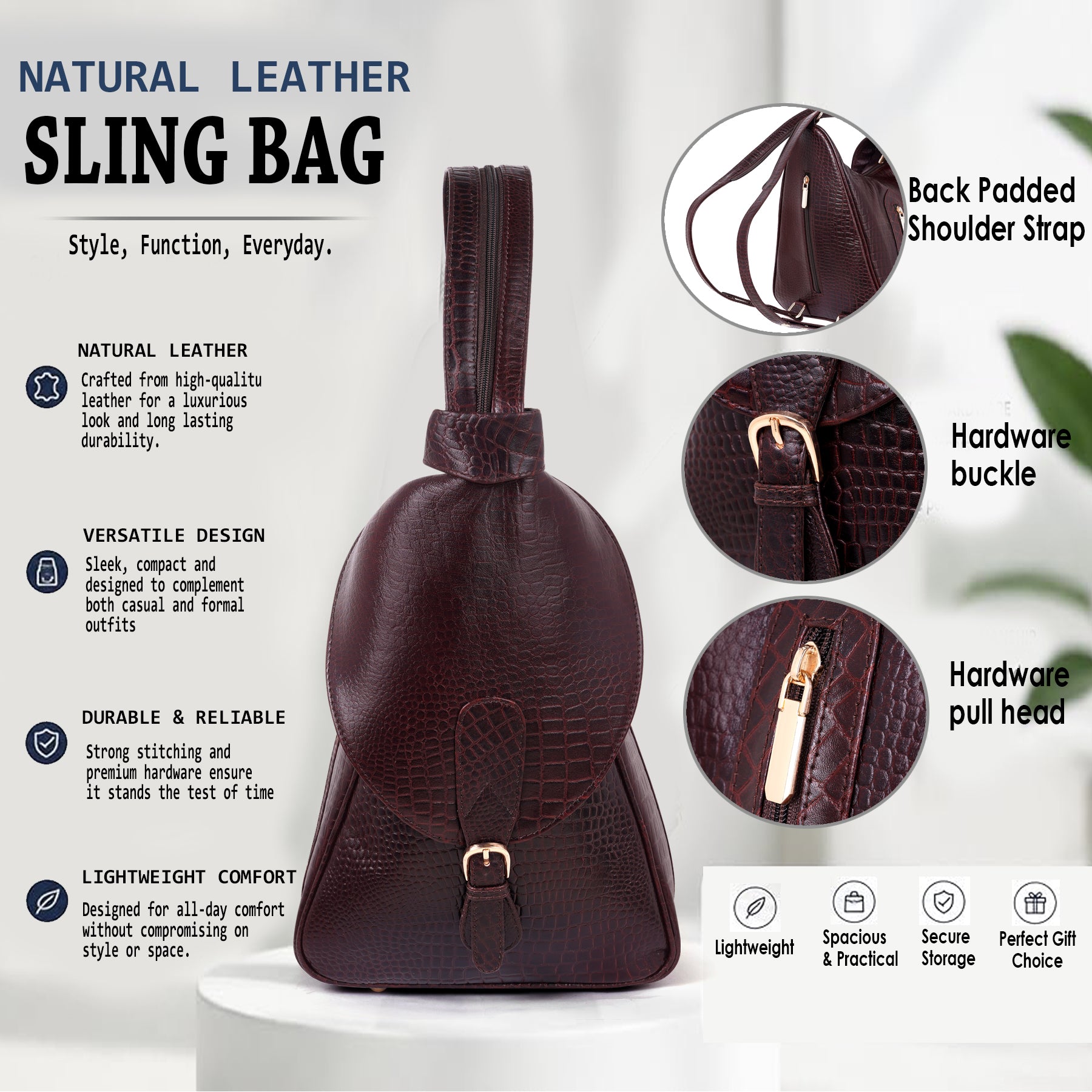 Women's Leather Backpack - 2 in 1