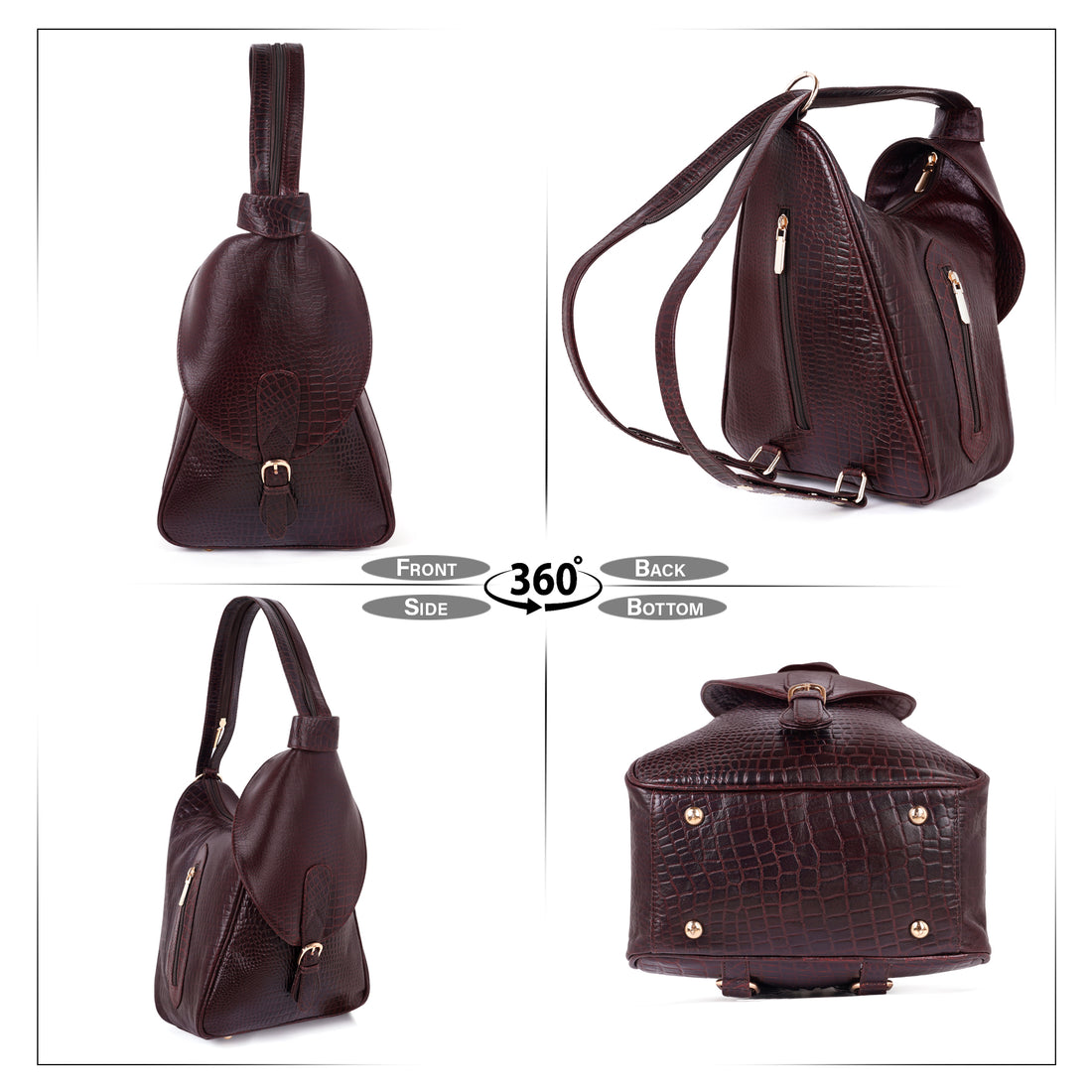 Women's Leather Backpack - 2 in 1