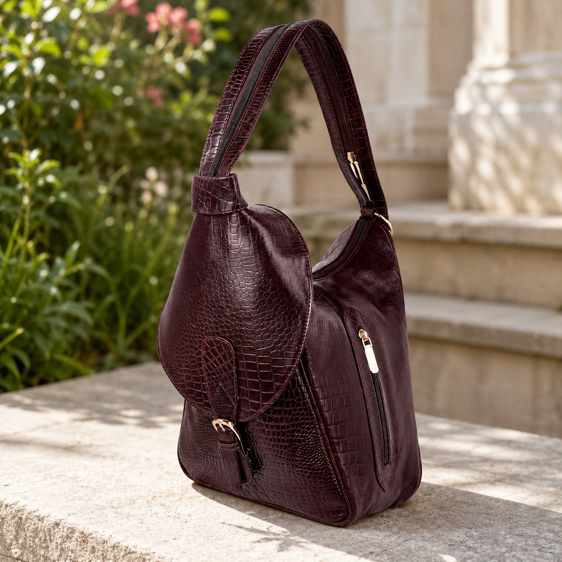Women's Leather Backpack - 2 in 1
