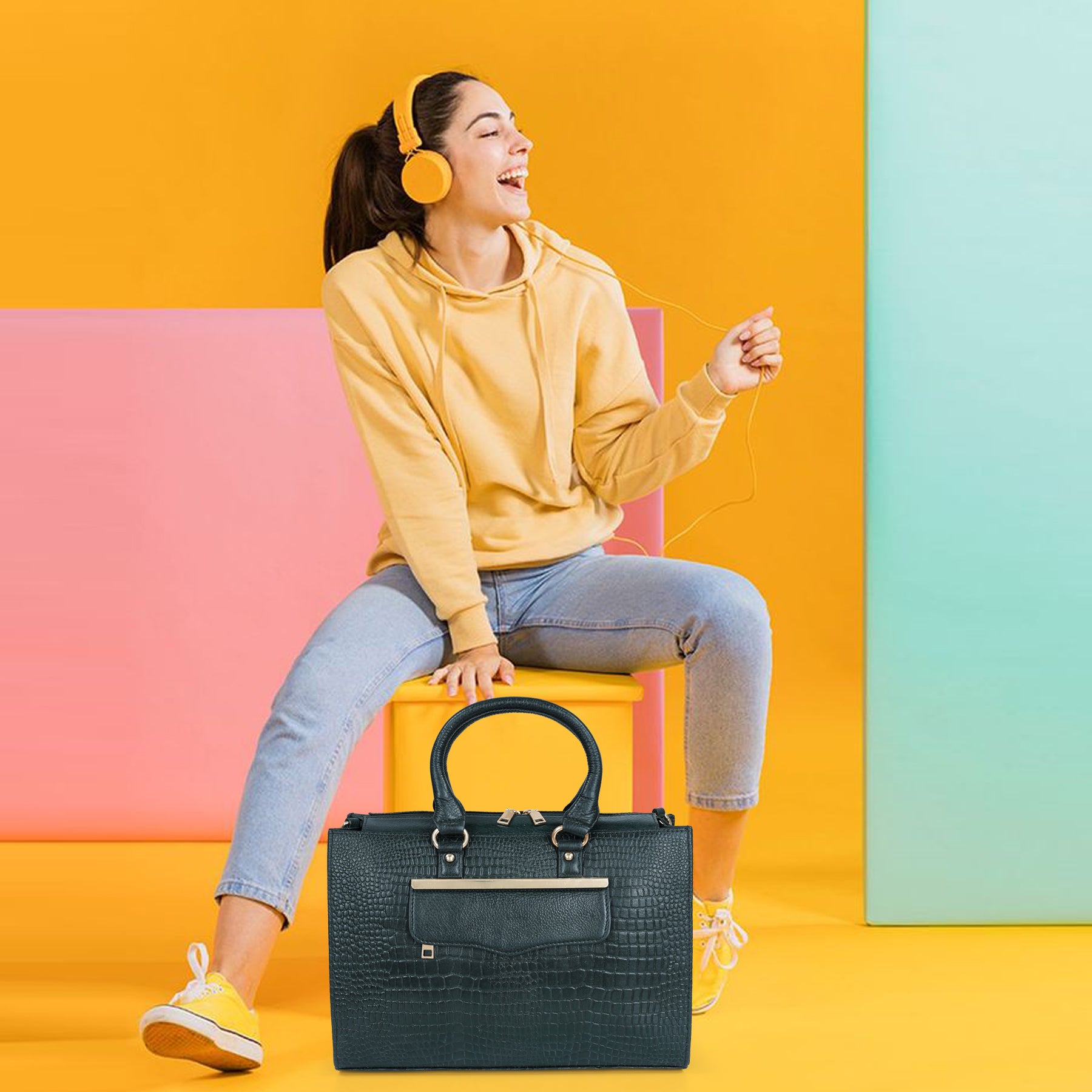 Croco Leather Handbag - PRADA