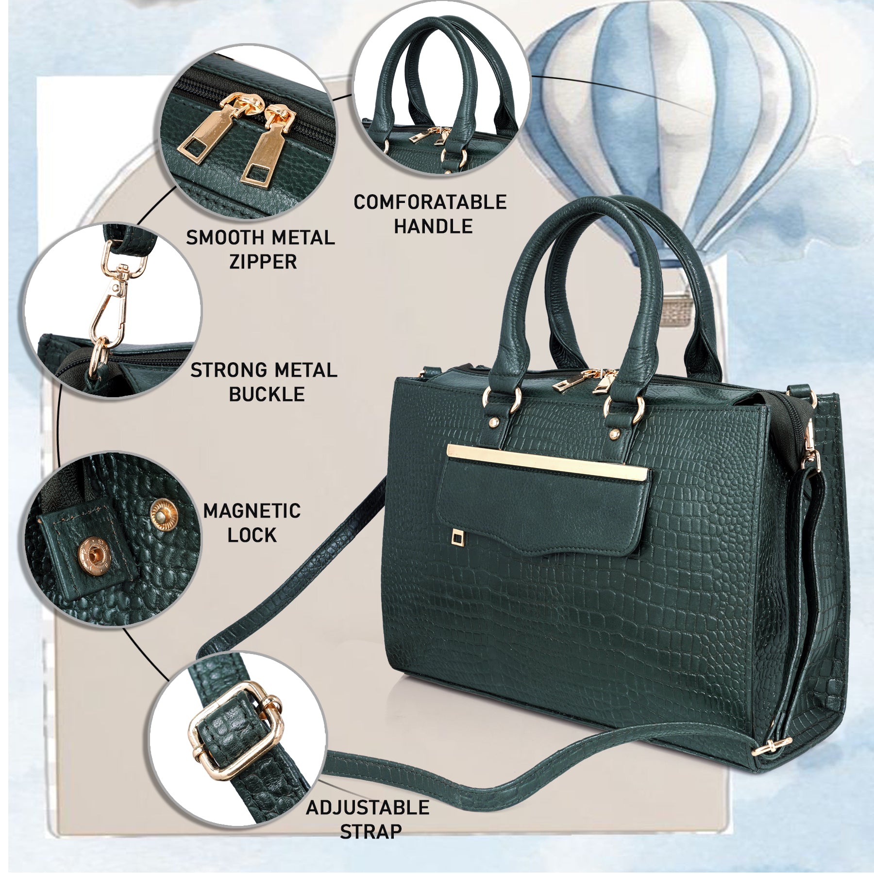 Croco Leather Handbag - PRADA