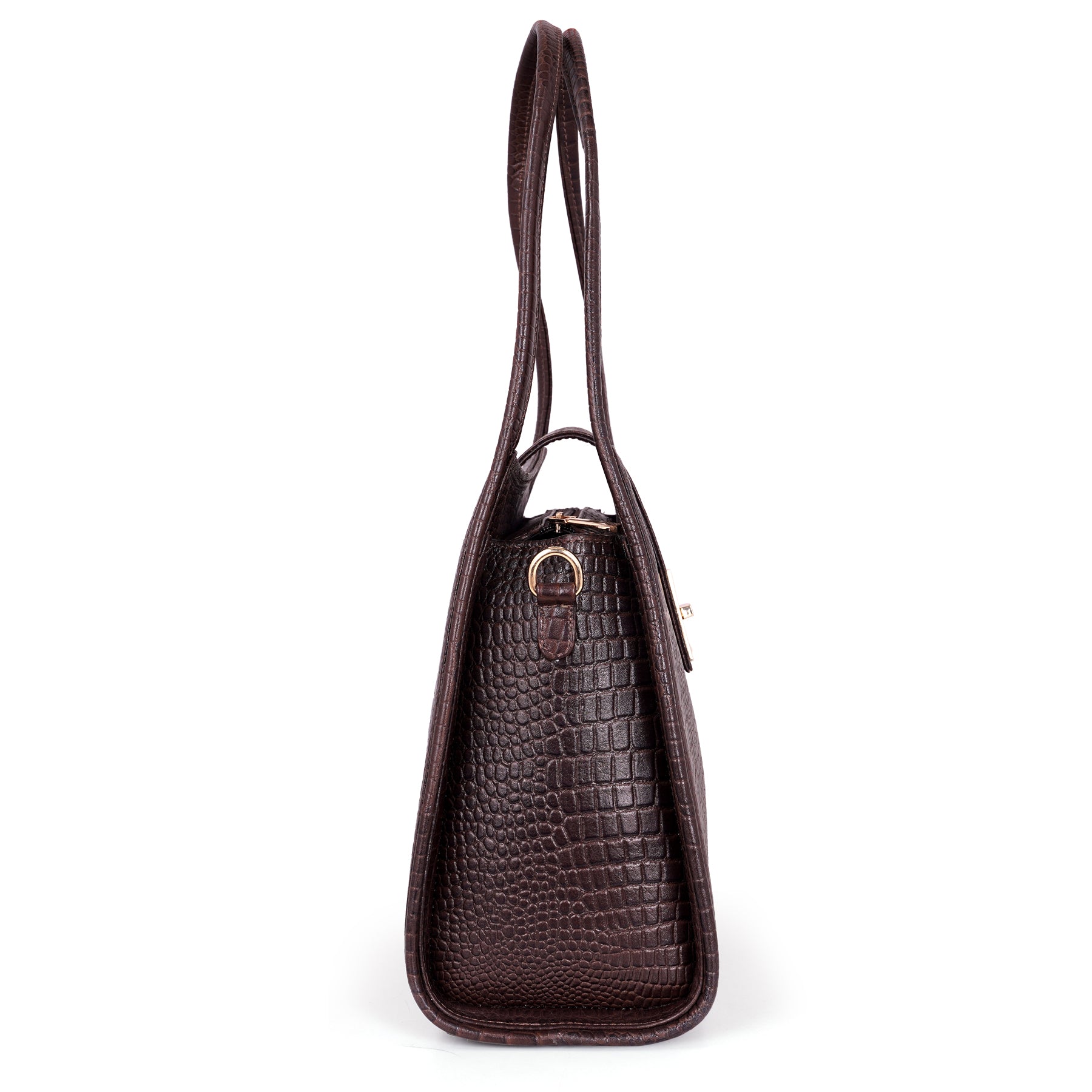 Croco Leather Handbag - TURN LOCK