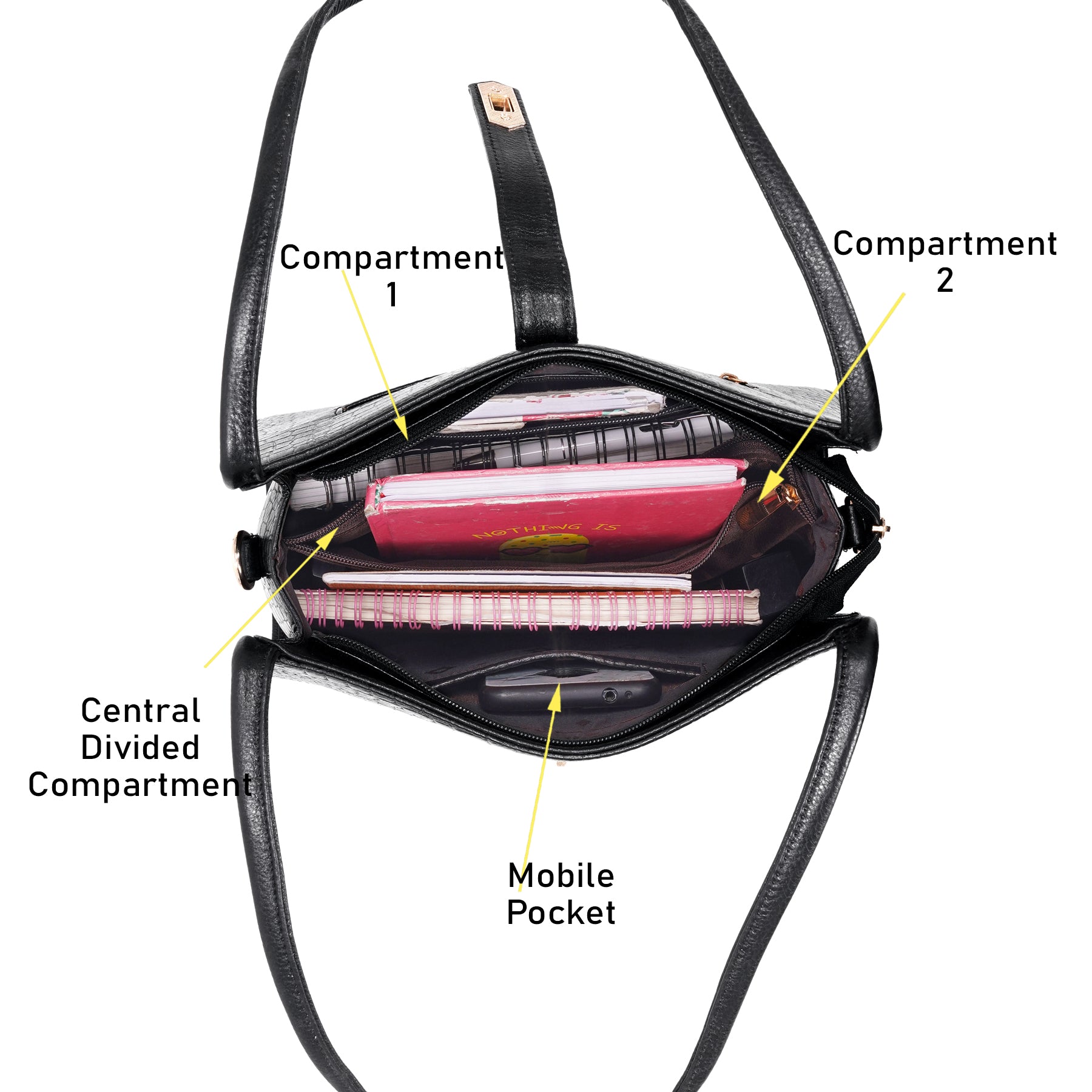 Croco Leather Handbag - TURN LOCK