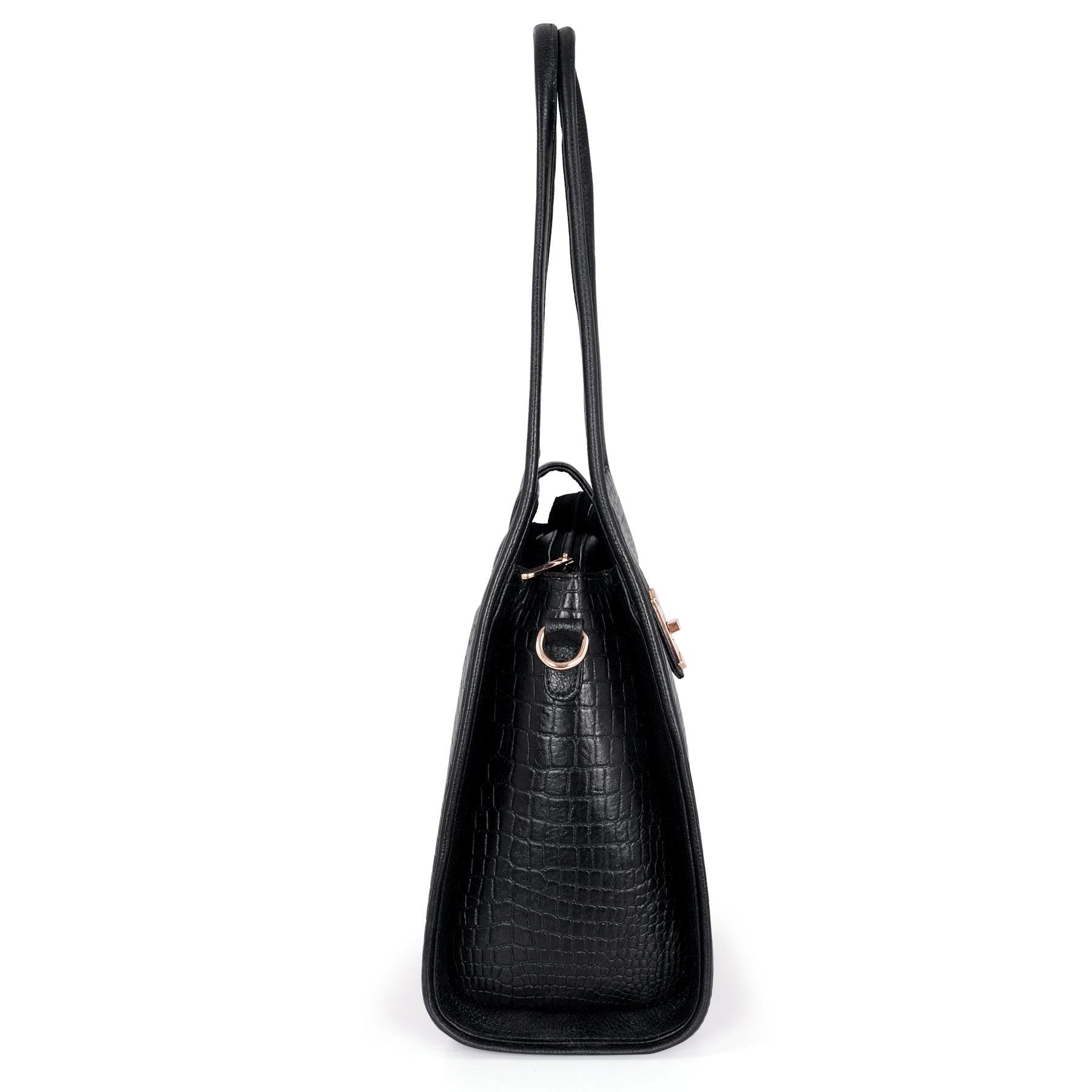 Croco Leather Handbag - TURN LOCK