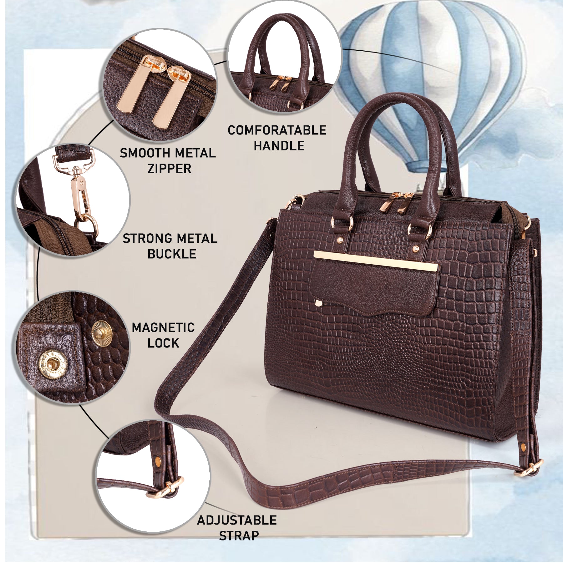 Croco Leather Handbag - PRADA