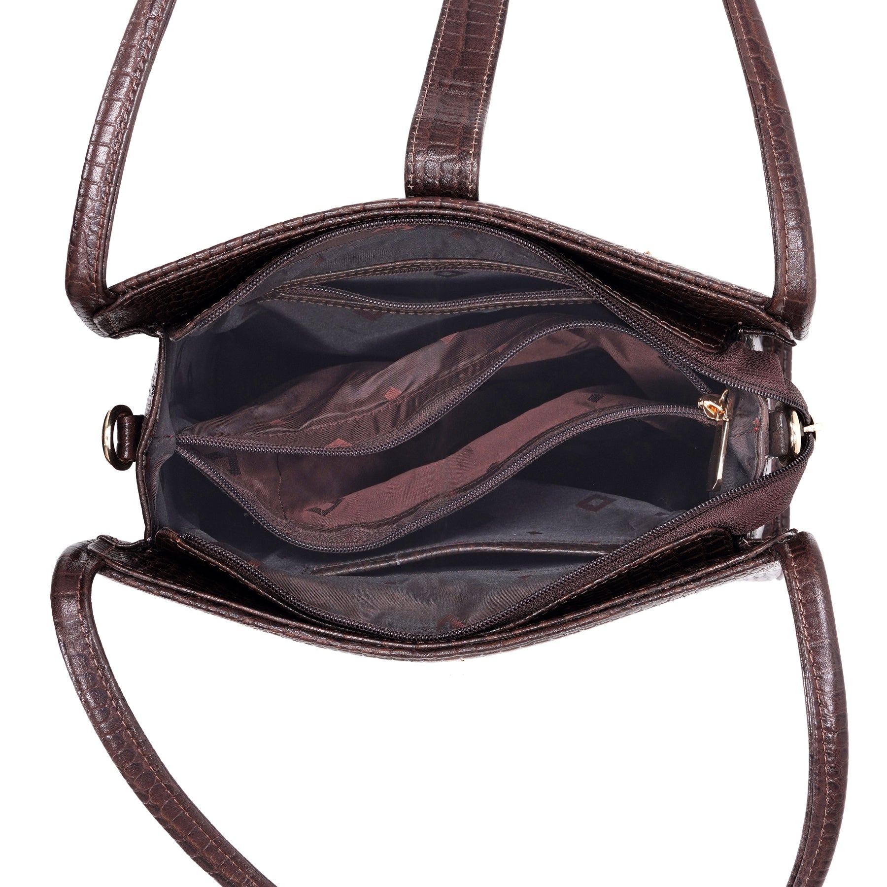 Croco Leather Handbag - TURN LOCK