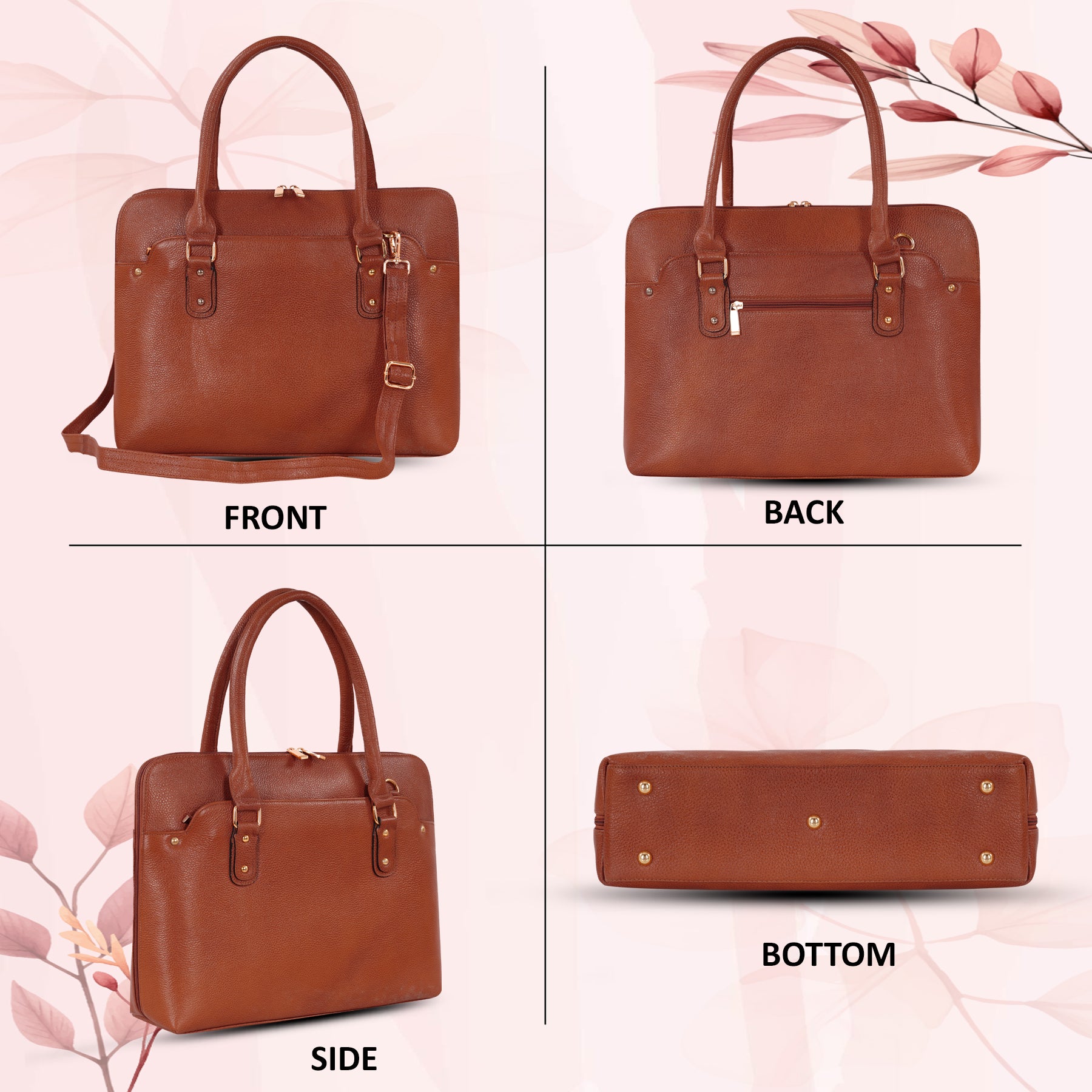 Large Leather Laptop Bag For Women - Book Tote