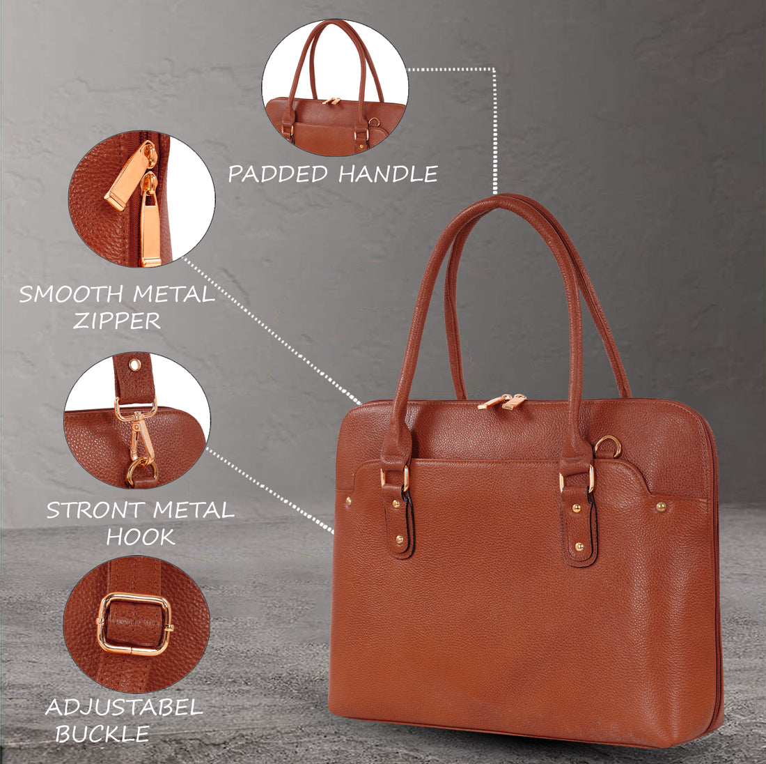 Large Leather Laptop Bag For Women - Book Tote