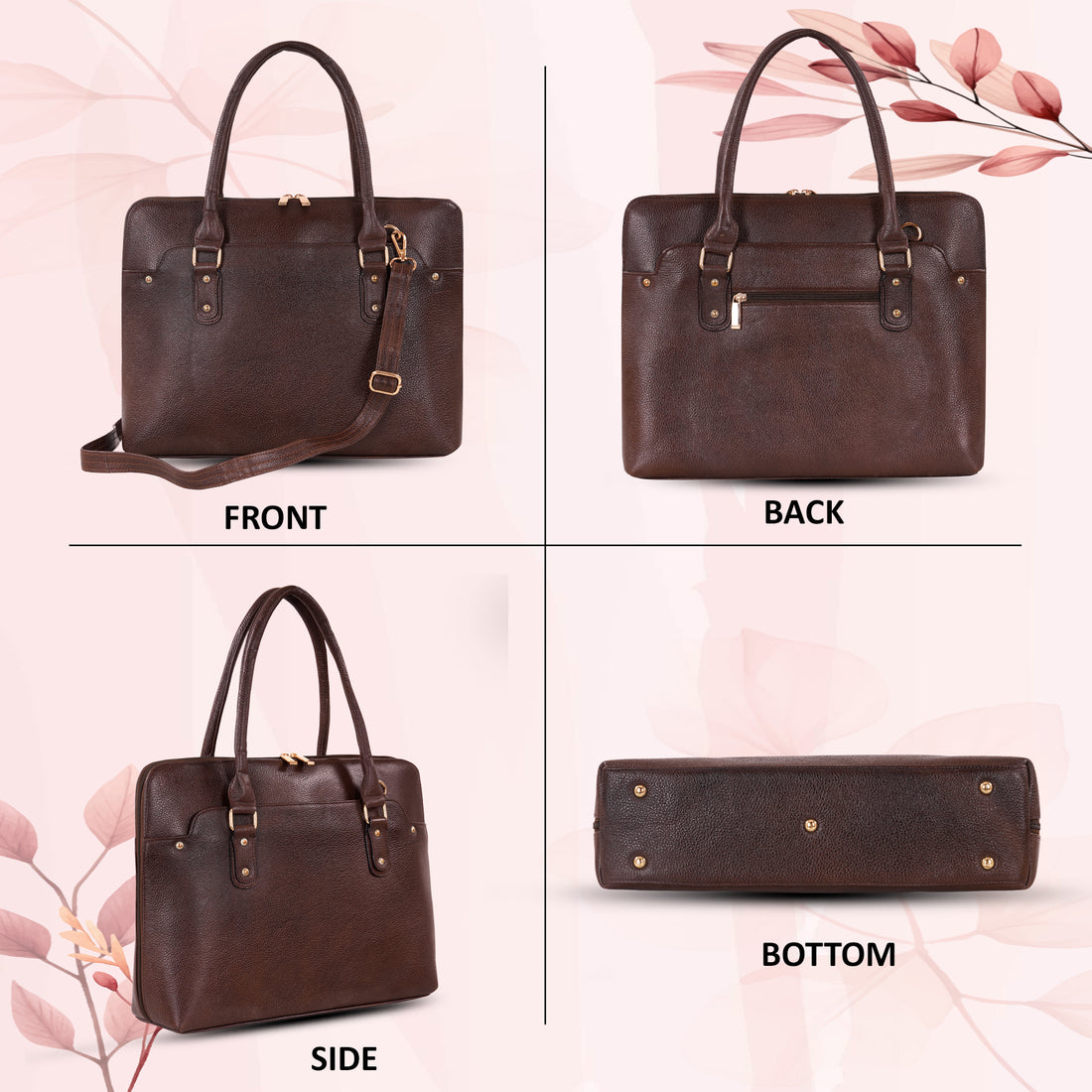 Large Leather Laptop Bag For Women - Book Tote