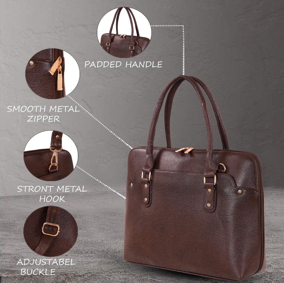Large Leather Laptop Bag For Women - Book Tote