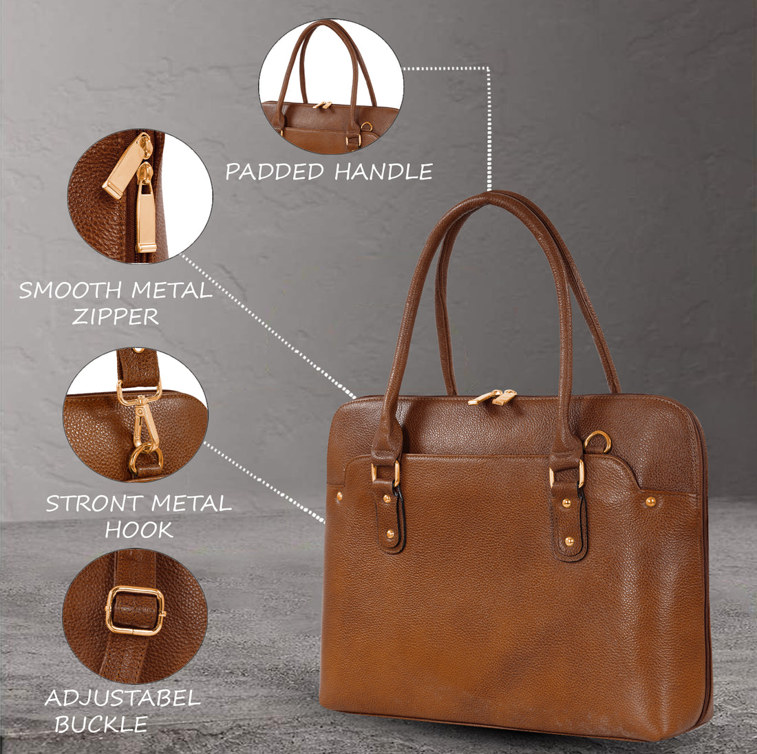 Large Leather Laptop Bag For Women - Book Tote