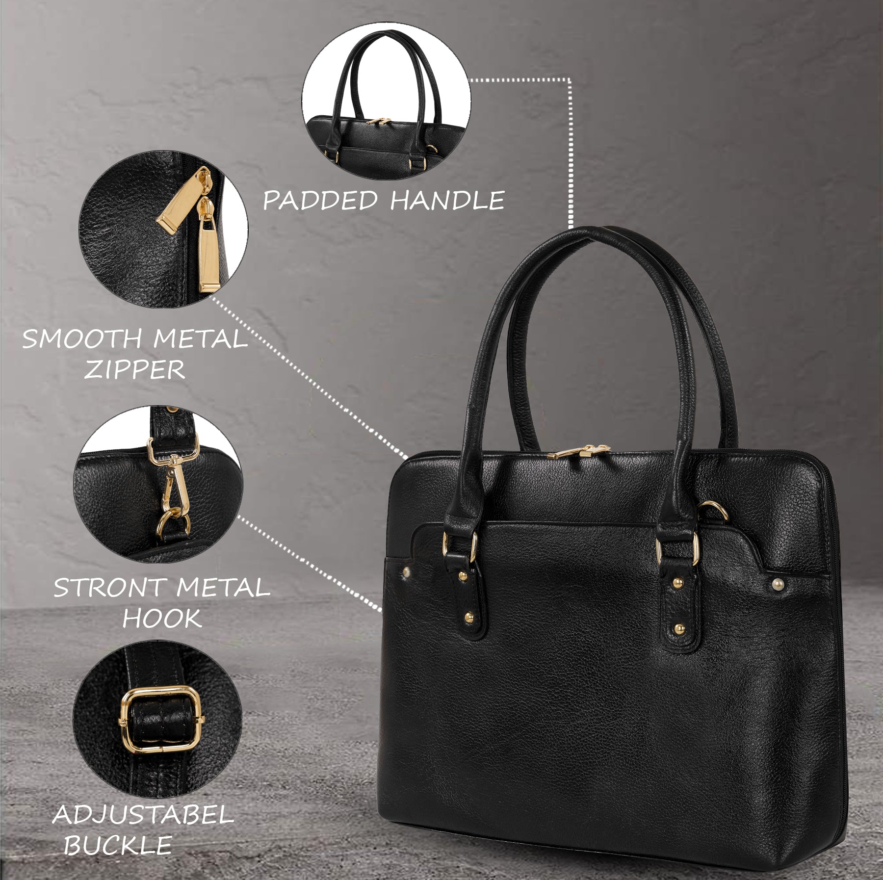 Large Leather Laptop Bag For Women - Book Tote