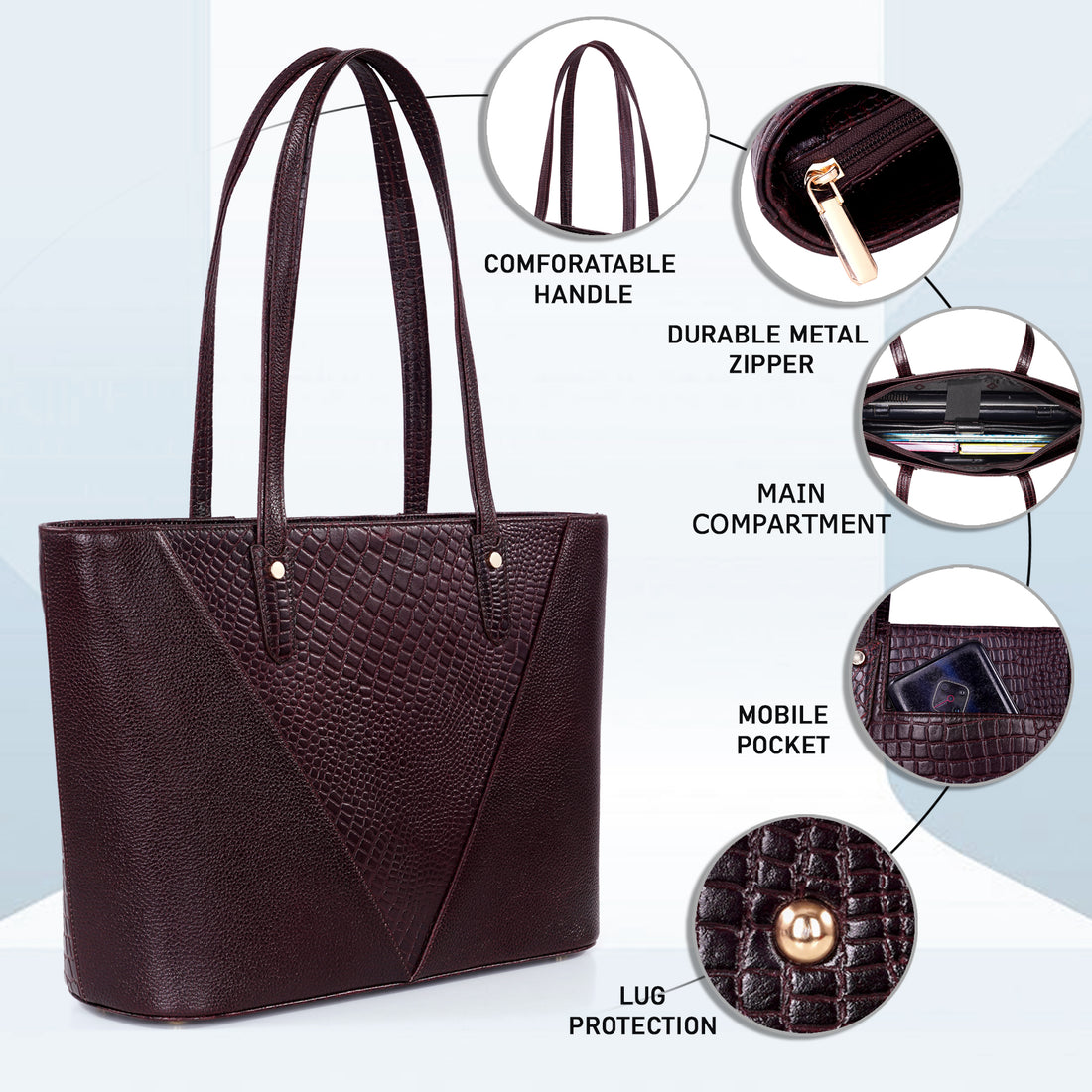 Croco Leather Laptop Tote Bag - THE MILANO