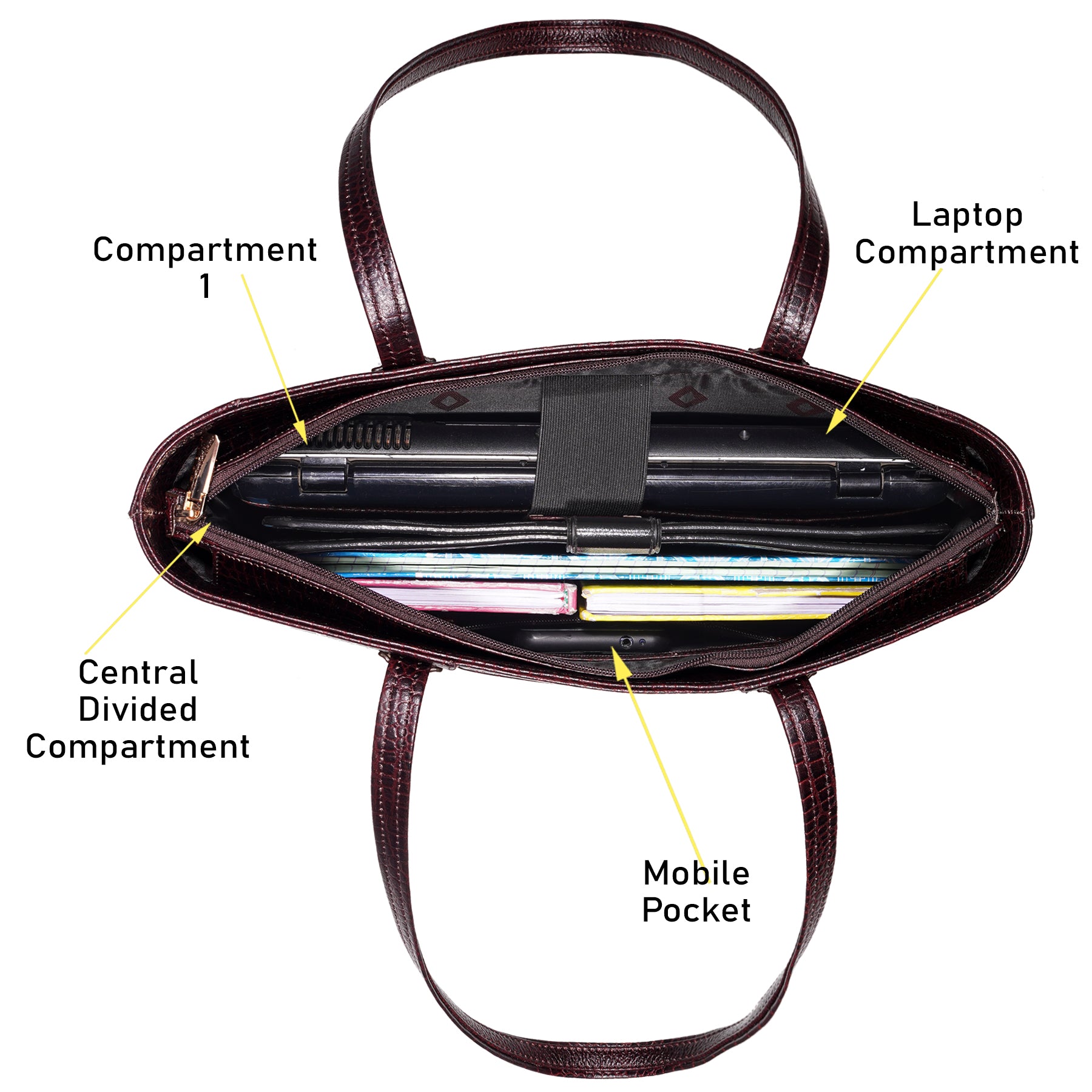 Croco Leather Laptop Tote Bag - THE MILANO