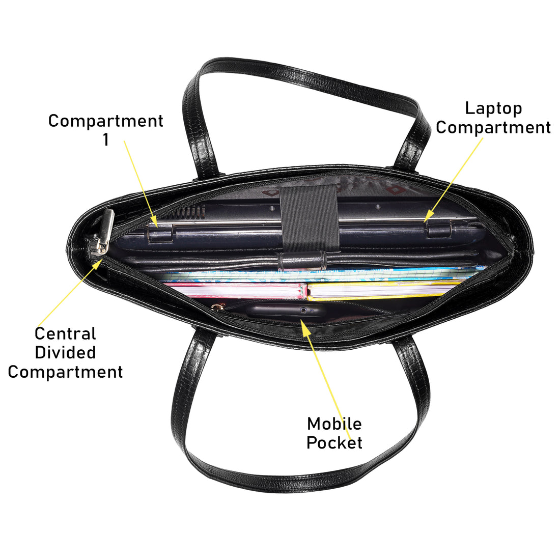 Croco Leather Laptop Tote Bag - THE MILANO