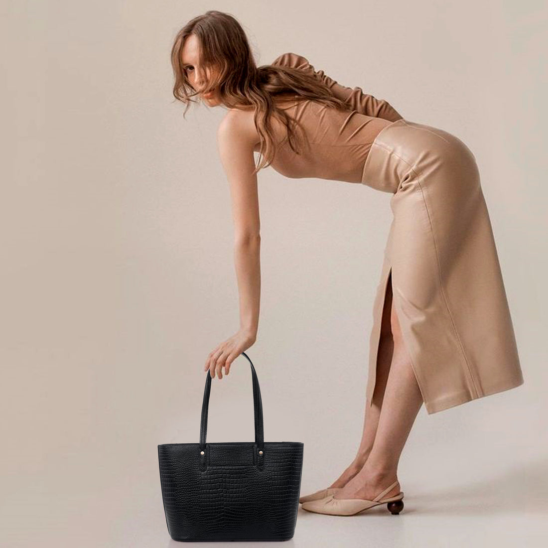 Croco Leather Laptop Tote Bag - THE MILANO