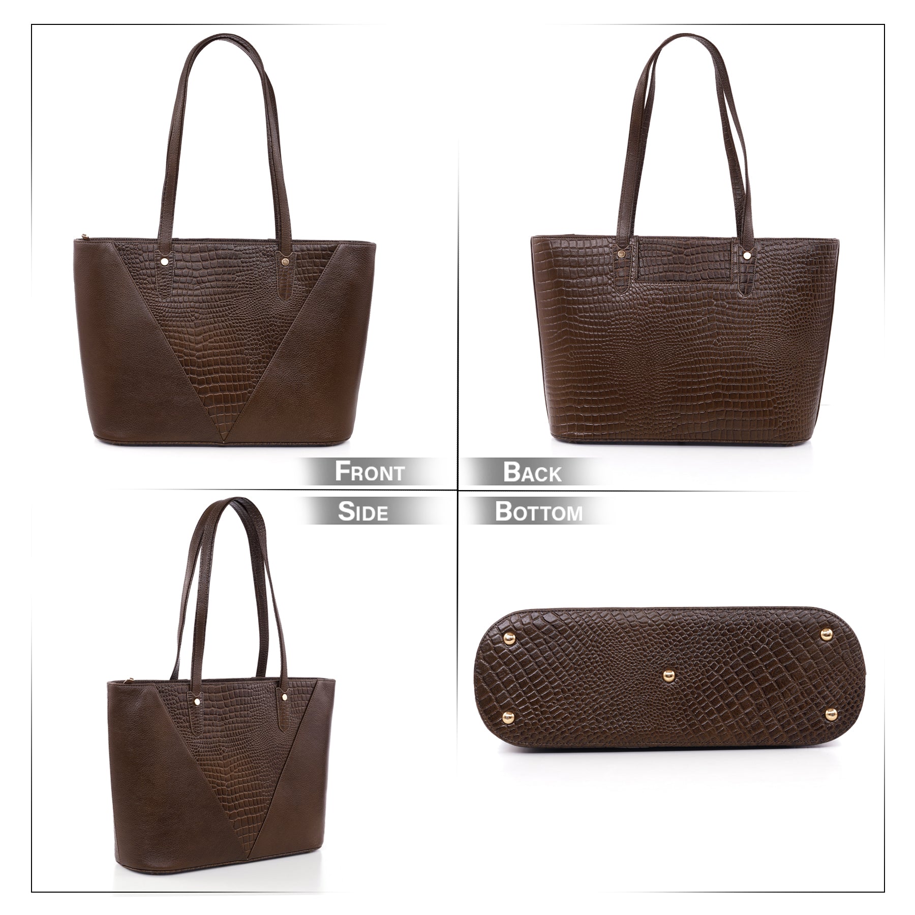 Croco Leather Laptop Tote Bag - THE MILANO