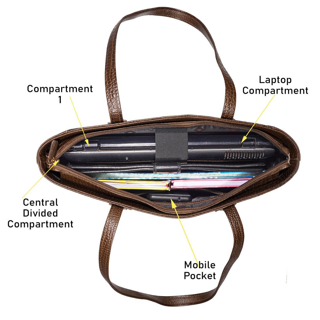 Croco Leather Laptop Tote Bag - THE MILANO