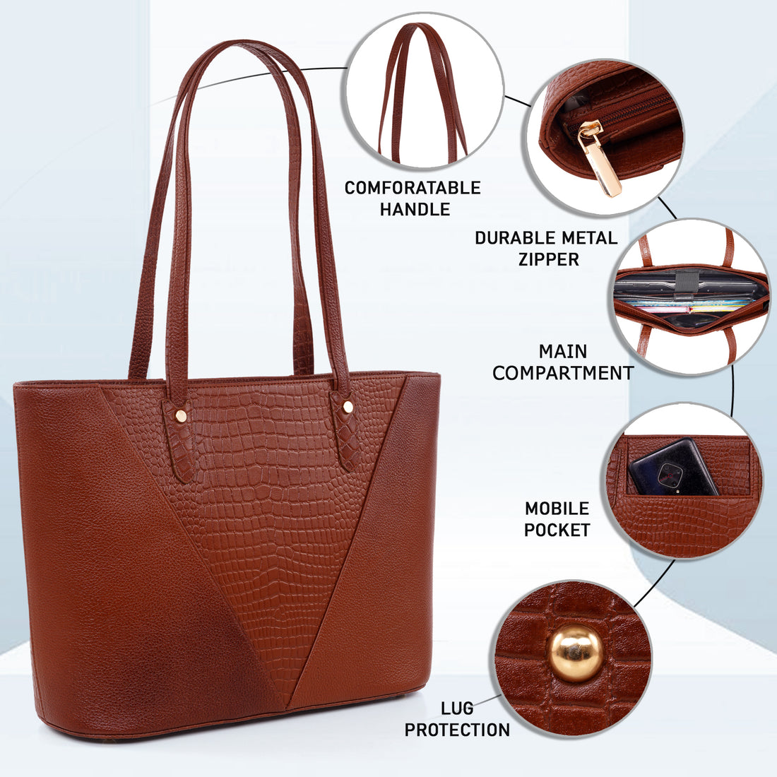 Croco Leather Laptop Tote Bag - THE MILANO