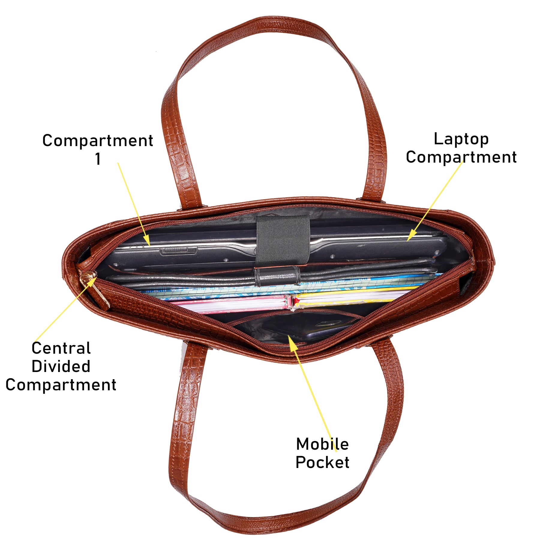 Croco Leather Laptop Tote Bag - THE MILANO