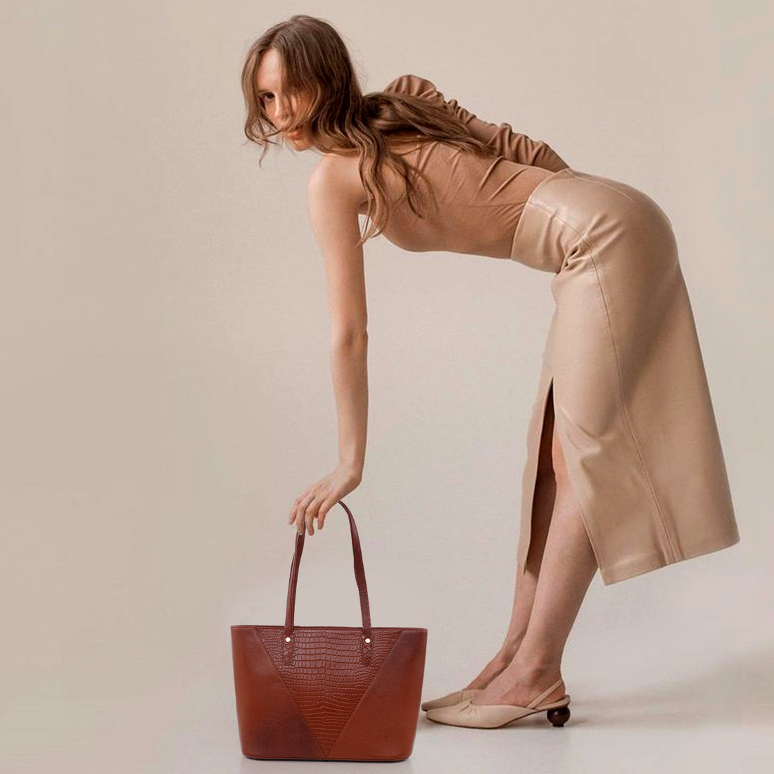 Croco Leather Laptop Tote Bag - THE MILANO