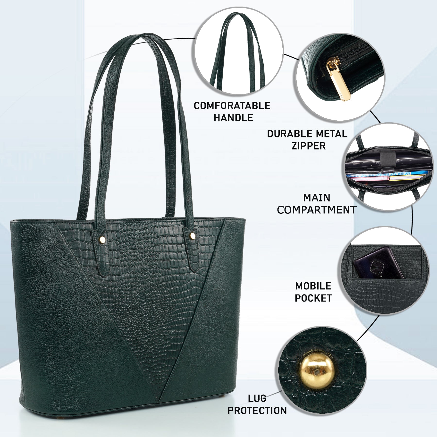 Croco Leather Laptop Tote Bag - THE MILANO