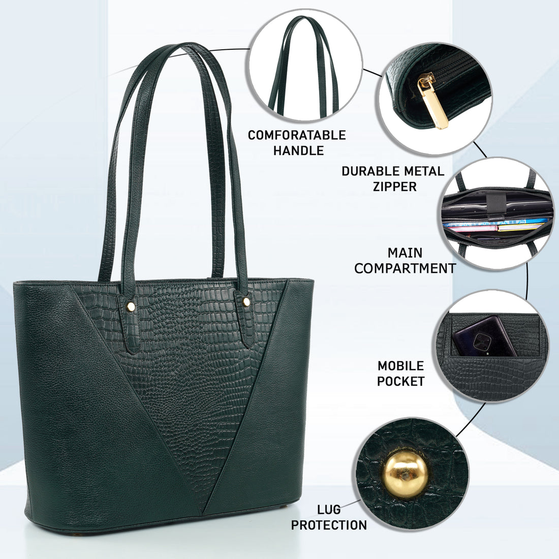 Croco Leather Laptop Tote Bag - THE MILANO