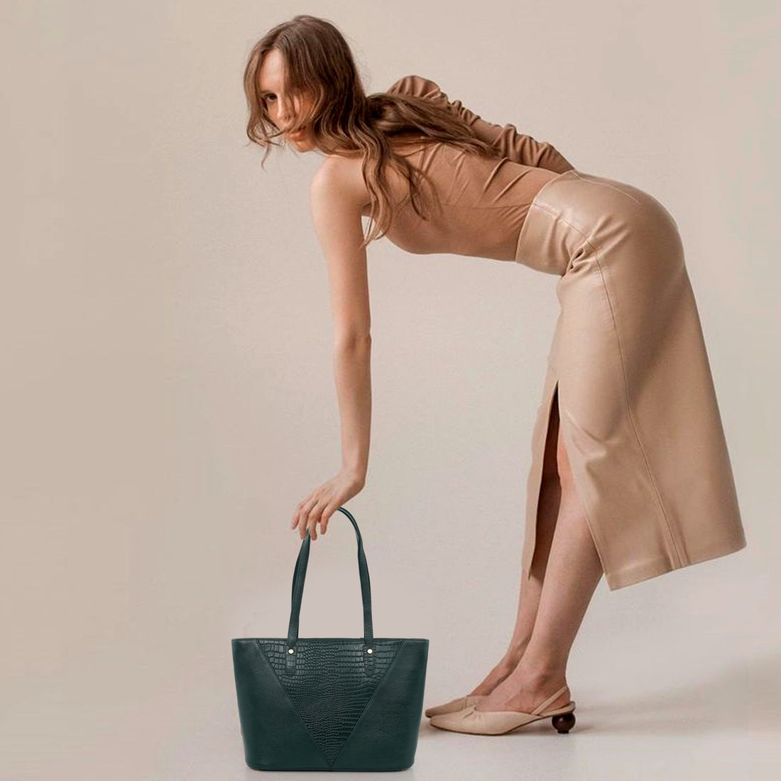 Croco Leather Laptop Tote Bag - THE MILANO