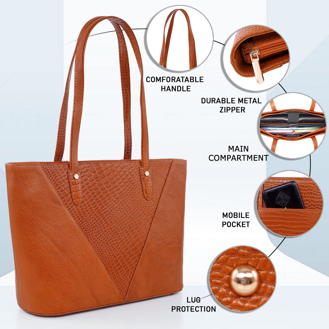 Croco Leather Laptop Tote Bag - THE MILANO
