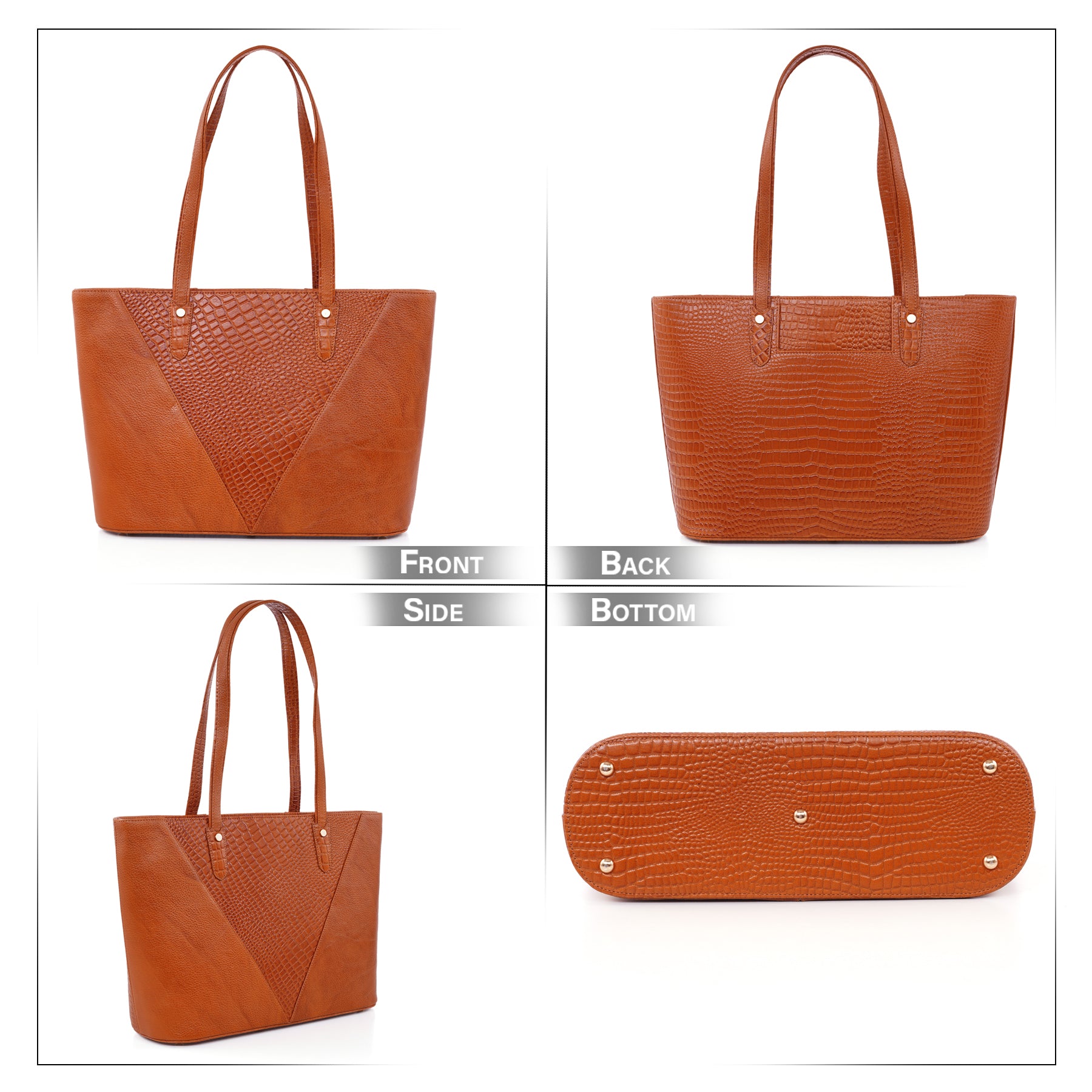 Croco Leather Laptop Tote Bag - THE MILANO