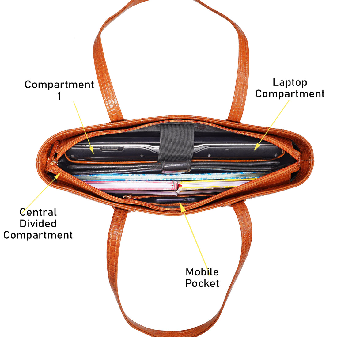 Croco Leather Laptop Tote Bag - THE MILANO