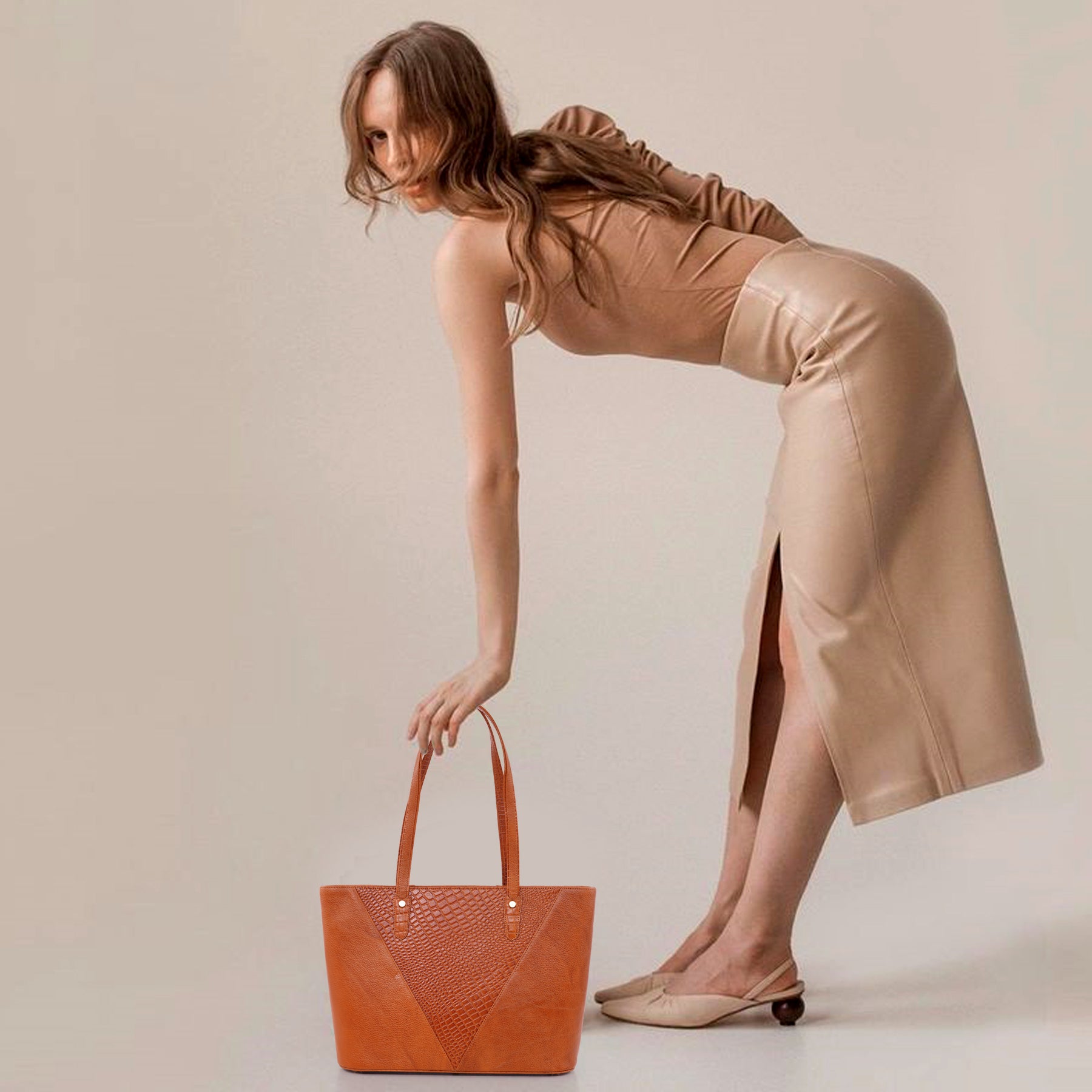 Croco Leather Laptop Tote Bag - THE MILANO