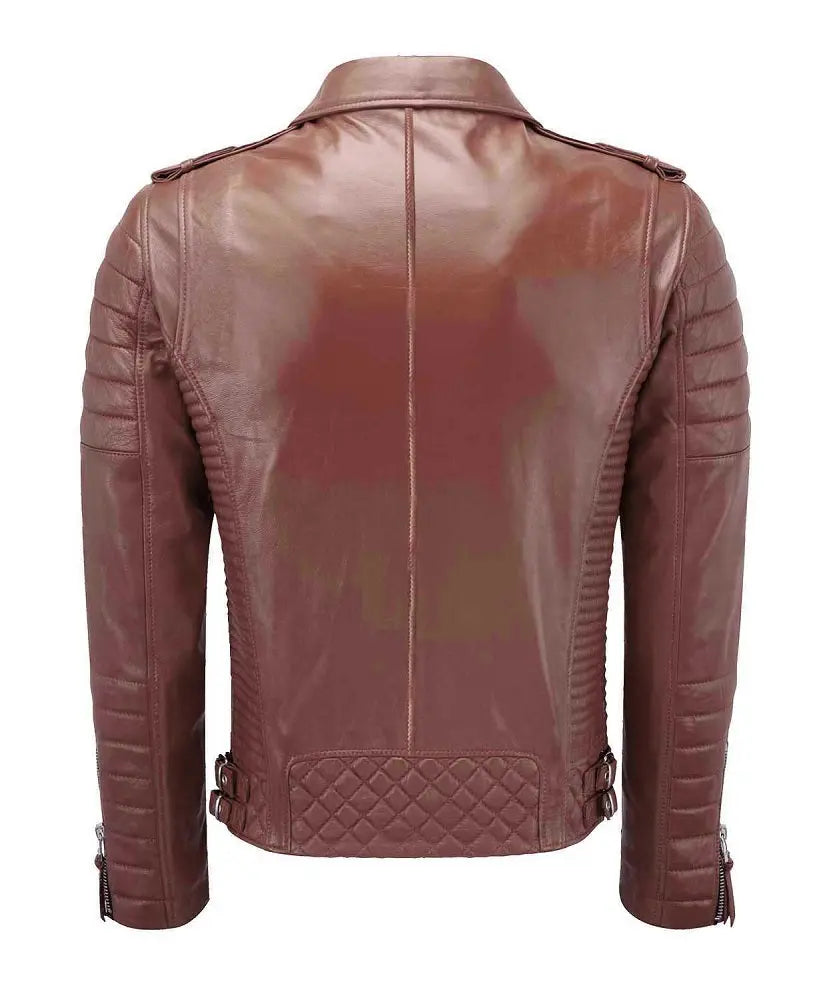 Biker Leather Jacket - Tan