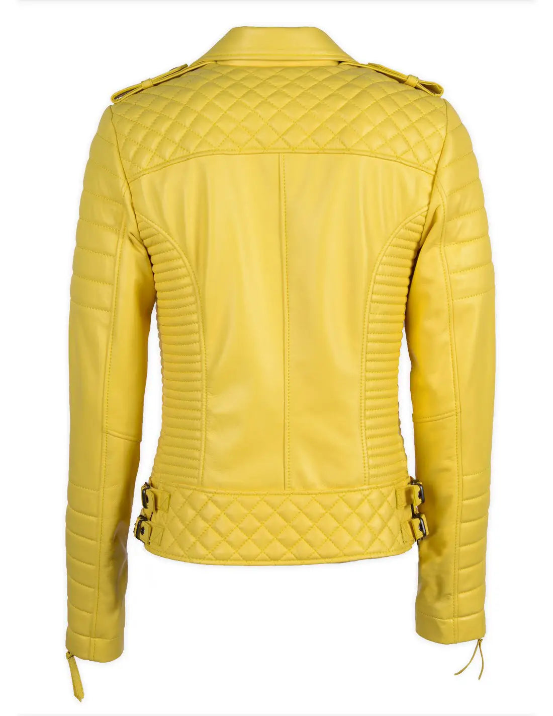 Motorcycle Leather Jacket - Yellow