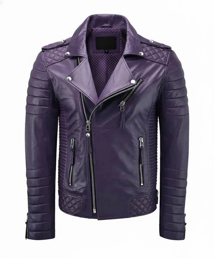 Biker Leather Jacket - Purple