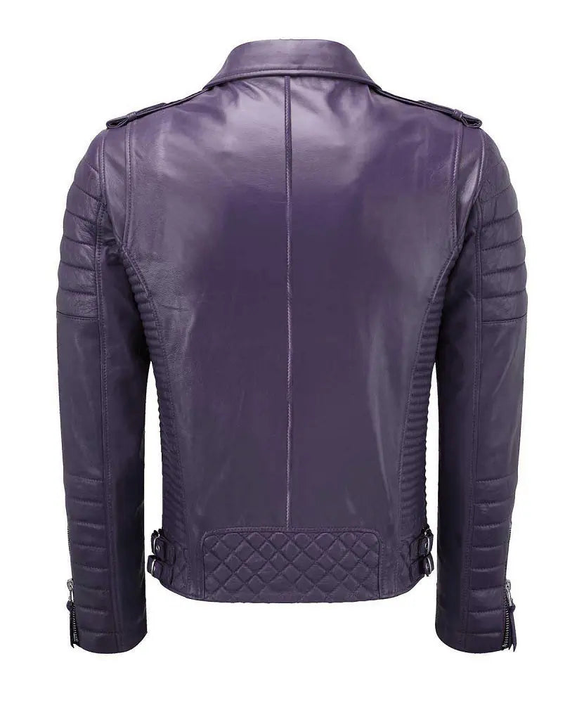 Biker Leather Jacket - Purple