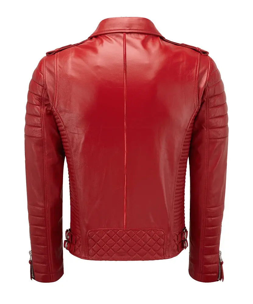 Biker Leather Jacket - Red