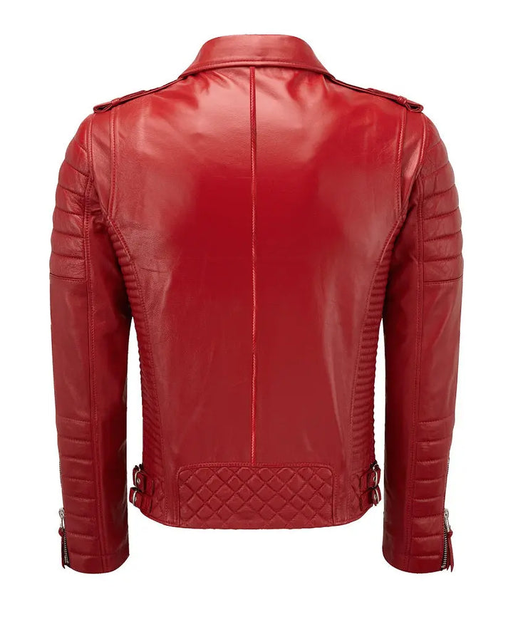 Biker Leather Jacket - Red