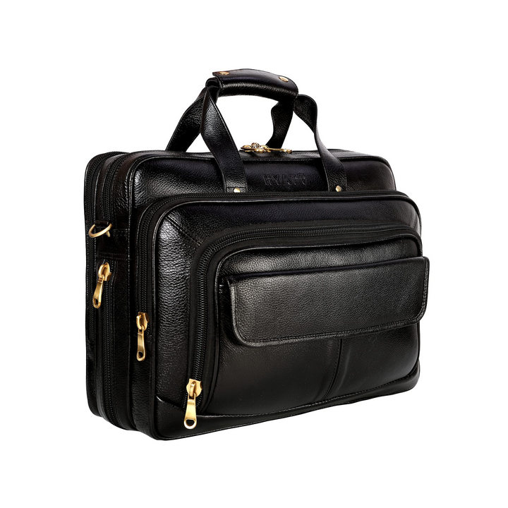HAYAT Leather 24 litres Capacity Expandable Natural Laptop Briefcase