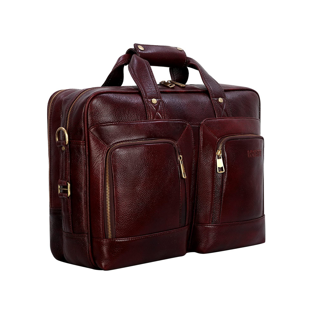 HAYAT Leather Accessories 24 litres Full Grain Natural Leather Briefcase Messenger & Shoulder Bags