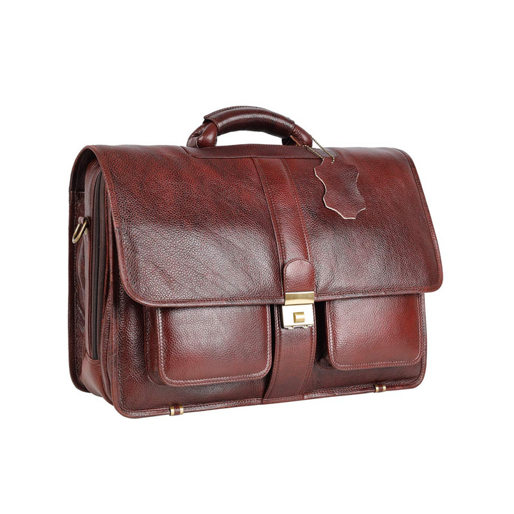 HAYAT Leather Accessories The Lorenzo 24 Liter's Capacity Leather Laptop Briefcase Office Bags for Men L-45.7 x H-35.6 x W-15.2 cm