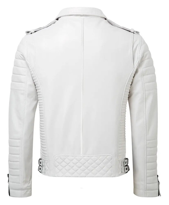 Biker Leather Jacket - White