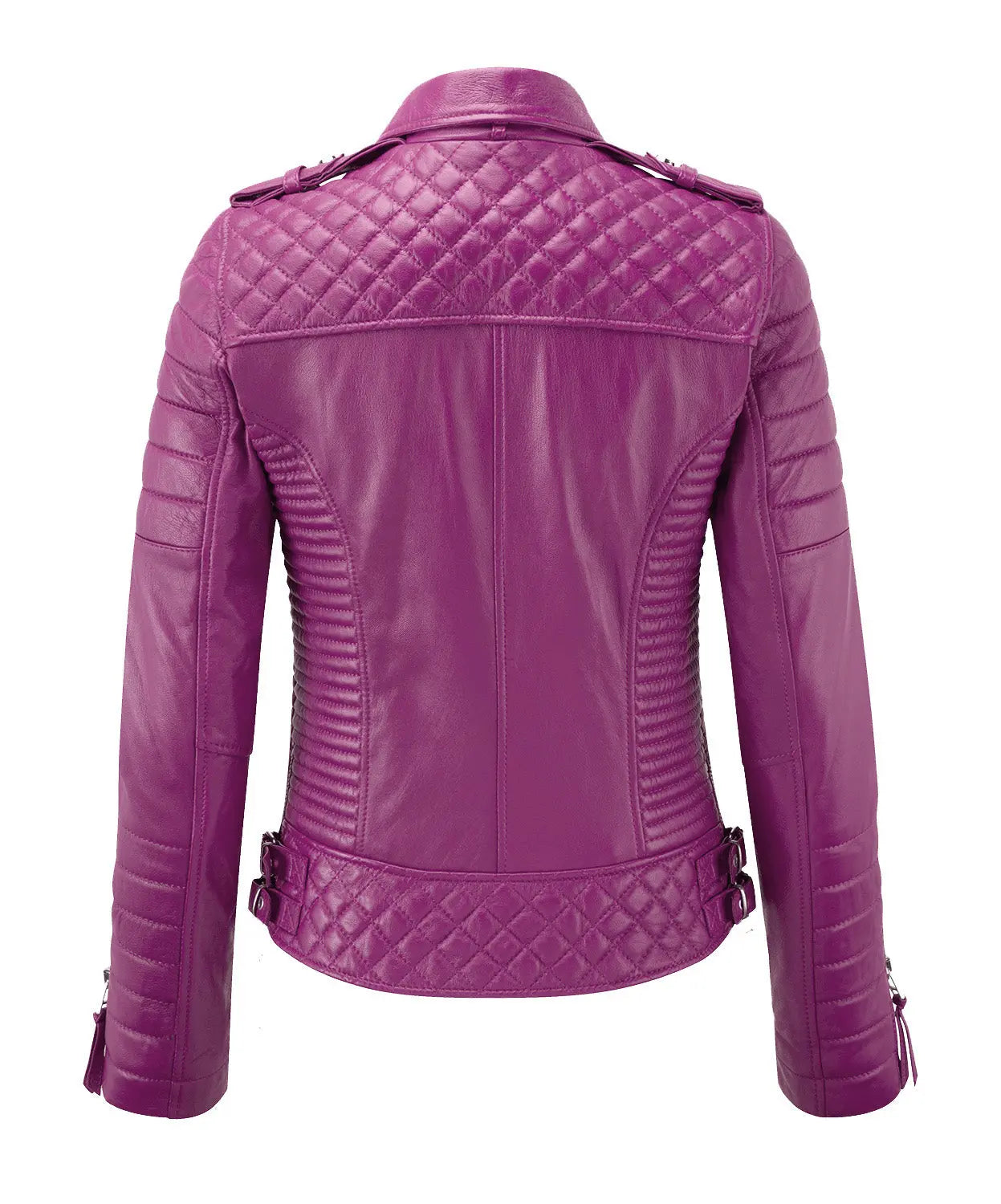 Motorcycle Leather Jacket - Rani Pink