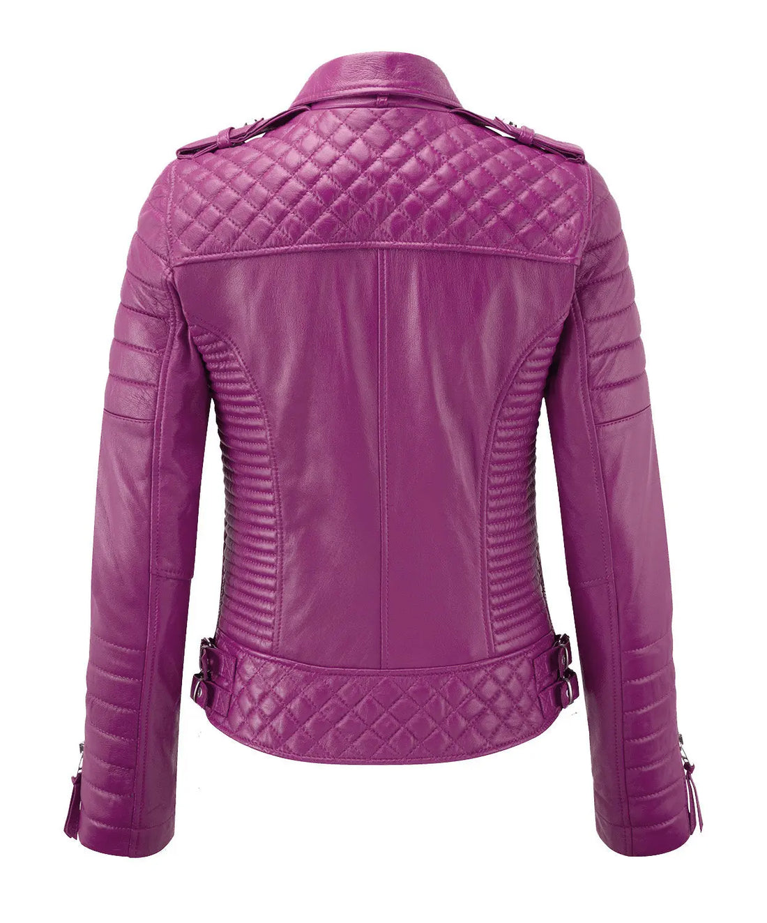 Motorcycle Leather Jacket - Rani Pink