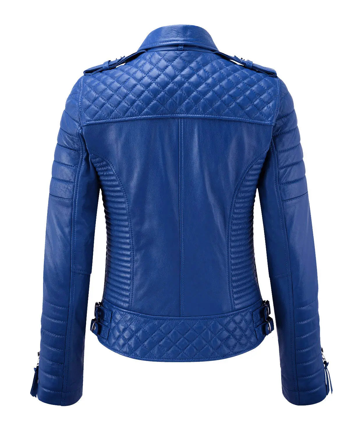 Motorcycle Leather Jacket - Royal Blue