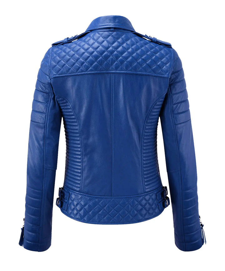 Motorcycle Leather Jacket - Royal Blue