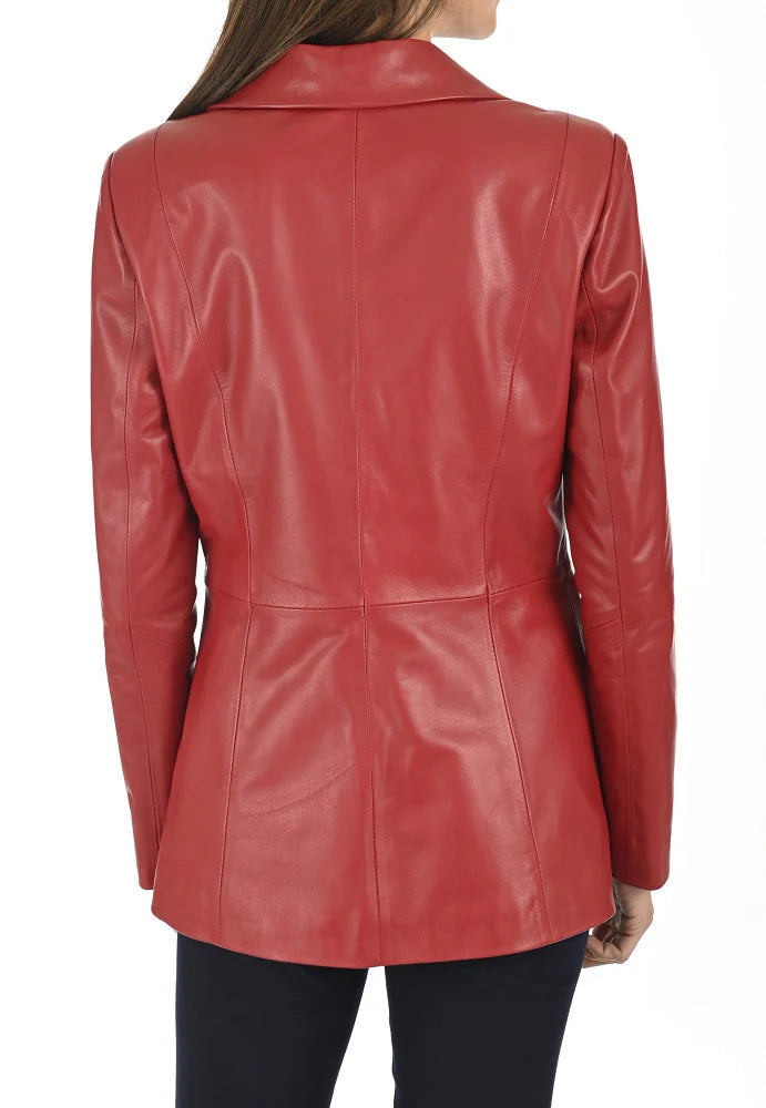 Women Genuine Leather Blazer Coat - HL 59