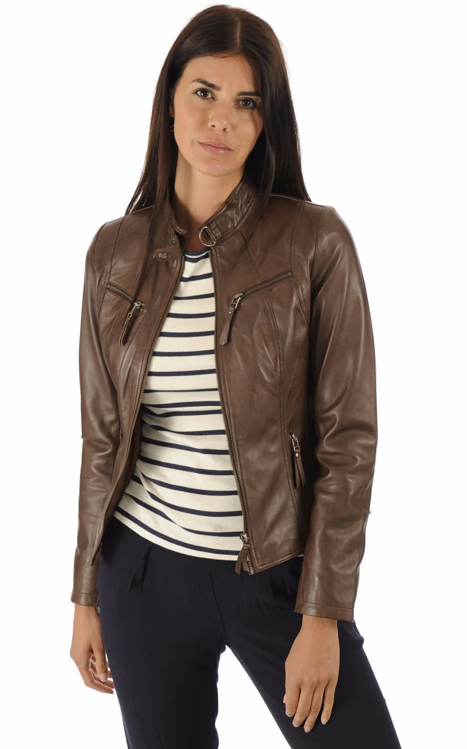 Women Genuine Leather Jacket - HL 12