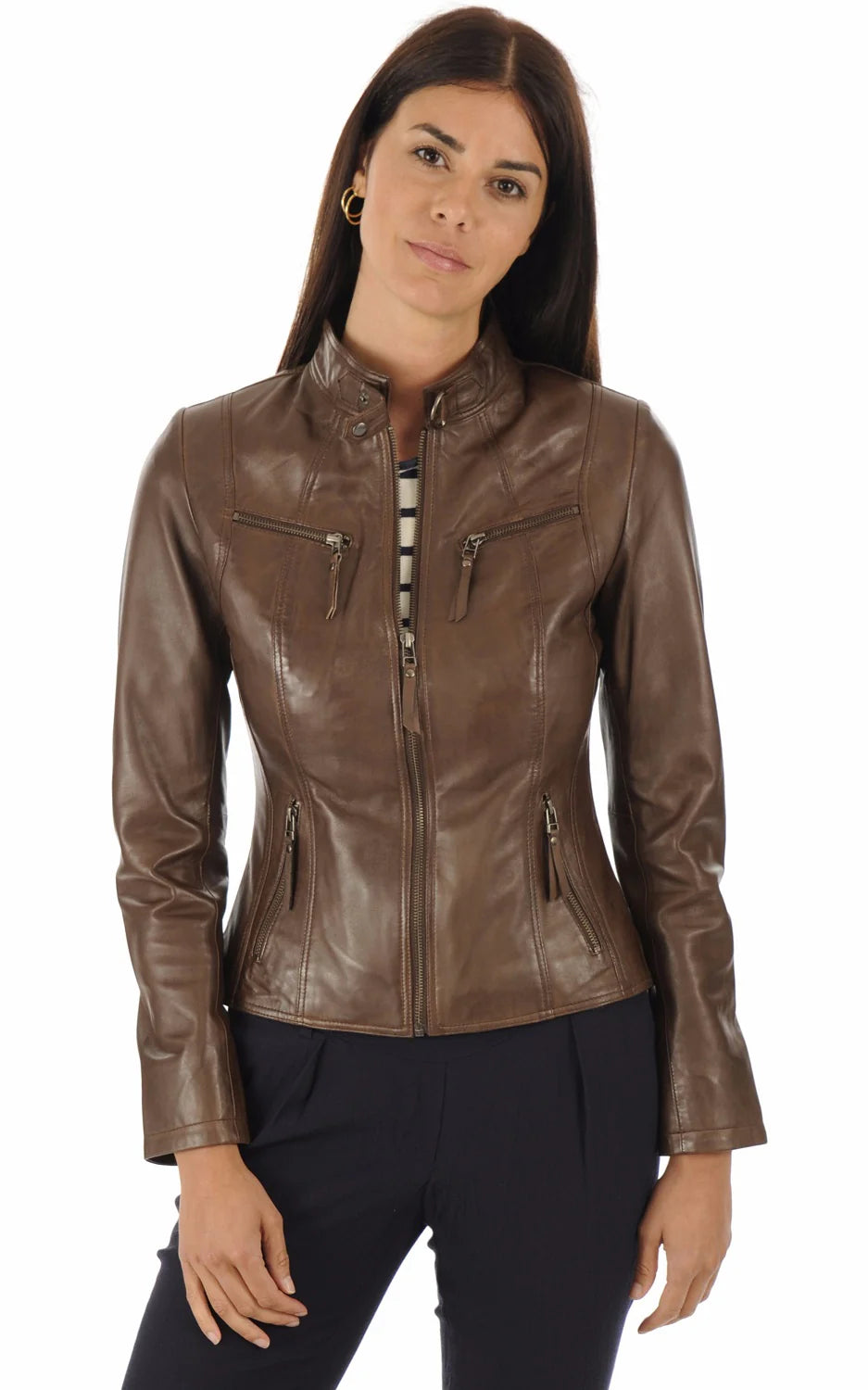 Women Genuine Leather Jacket - HL 12