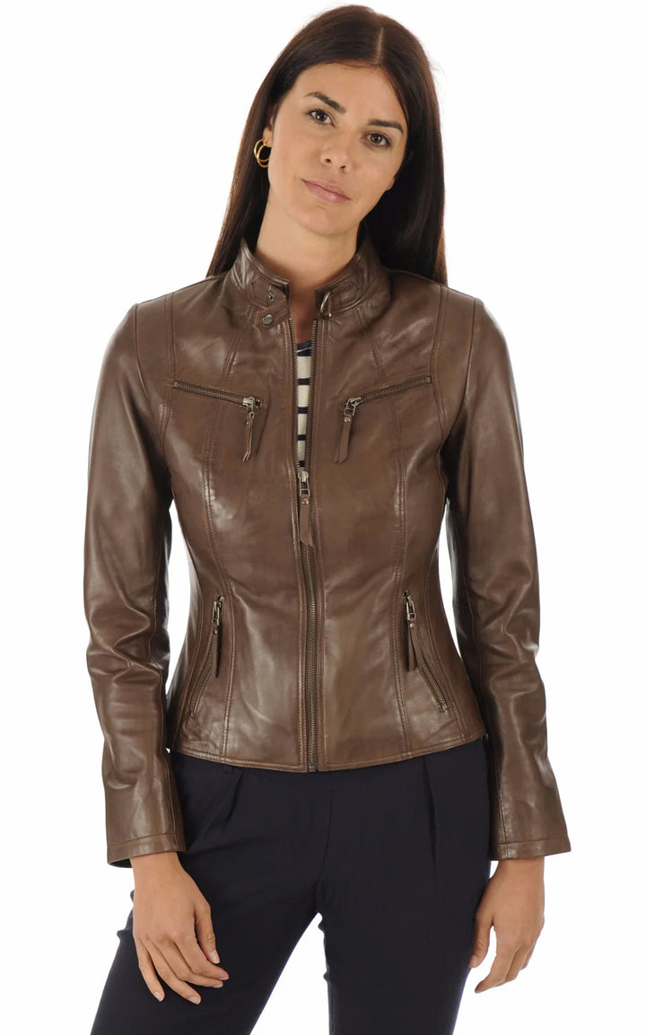 Women Genuine Leather Jacket - HL 12